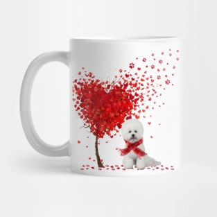 Happy Valentine's Day Heart Tree Love White Bichon Frise Mug